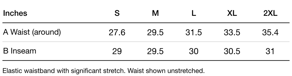 CITADELLA PANTS size chart