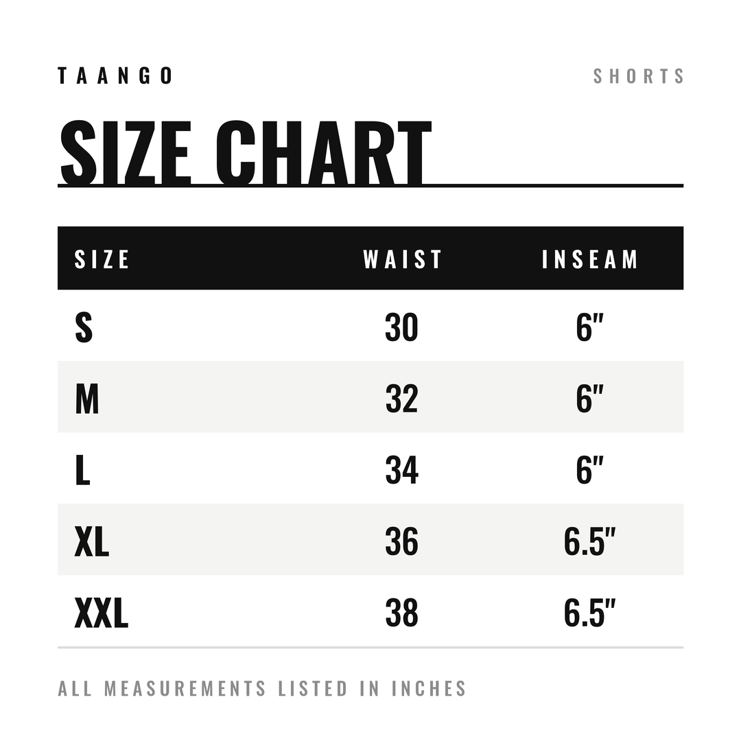 NOMAD SHORTS size chart
